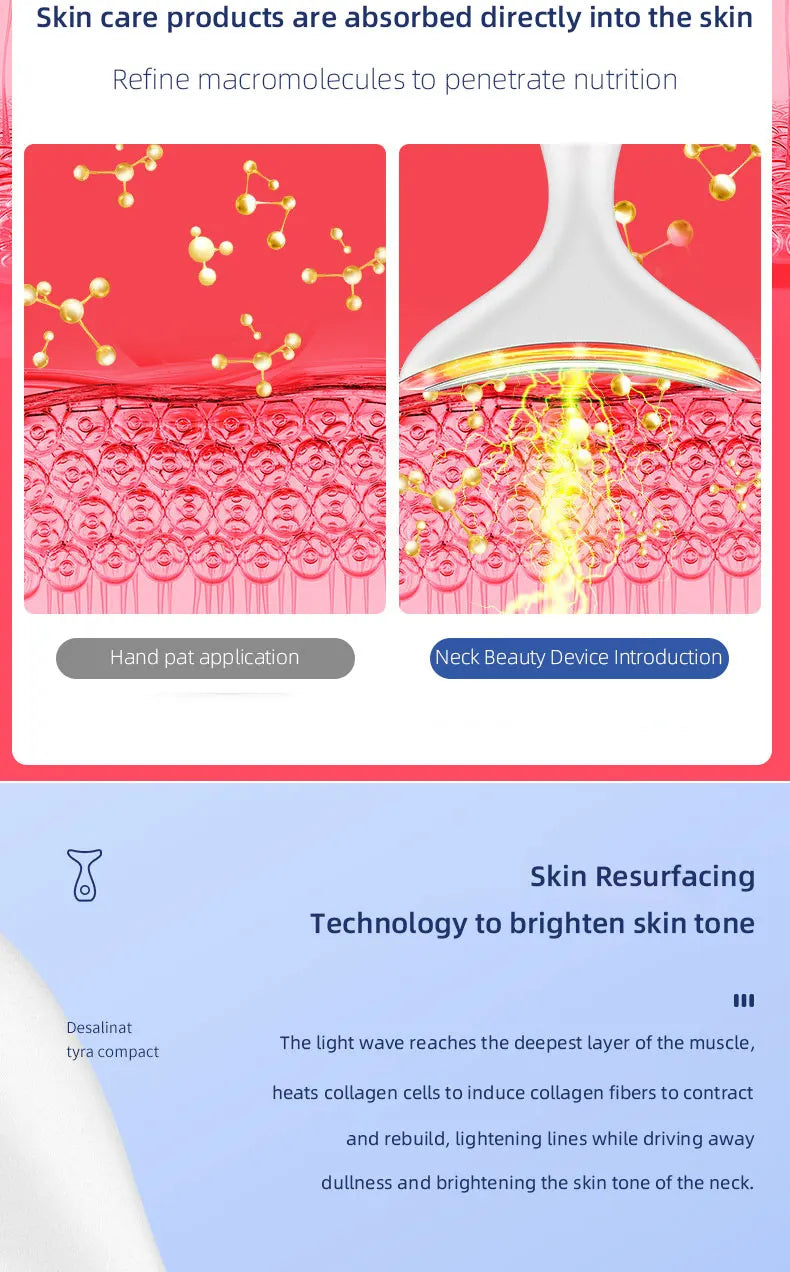 miqmi EMS Microcurrent LED Neck & Face Beauty Instrument – Anti-Wrinkle Appearance, Rechargeable Massager