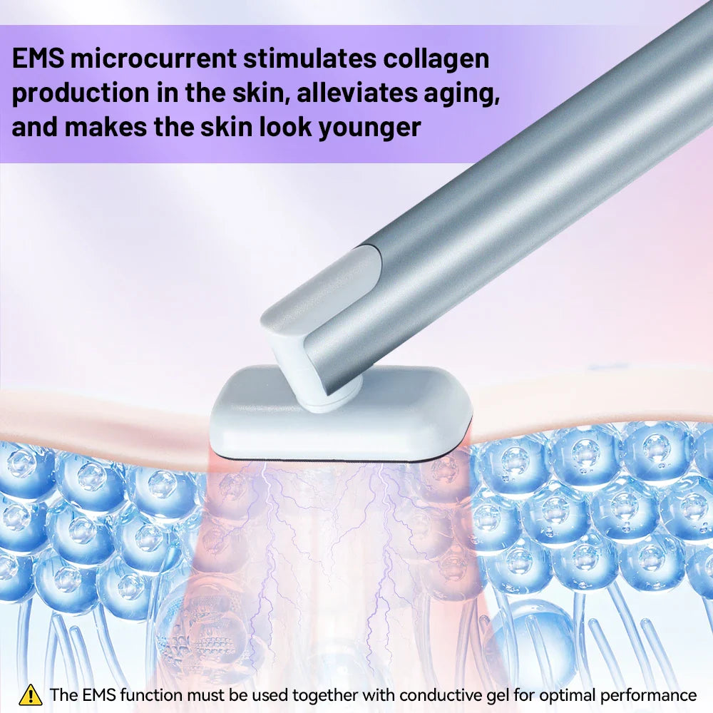 7 Colors LED Facial Wand with EMS Microcurrent and Thermal Therapy for Skin Care