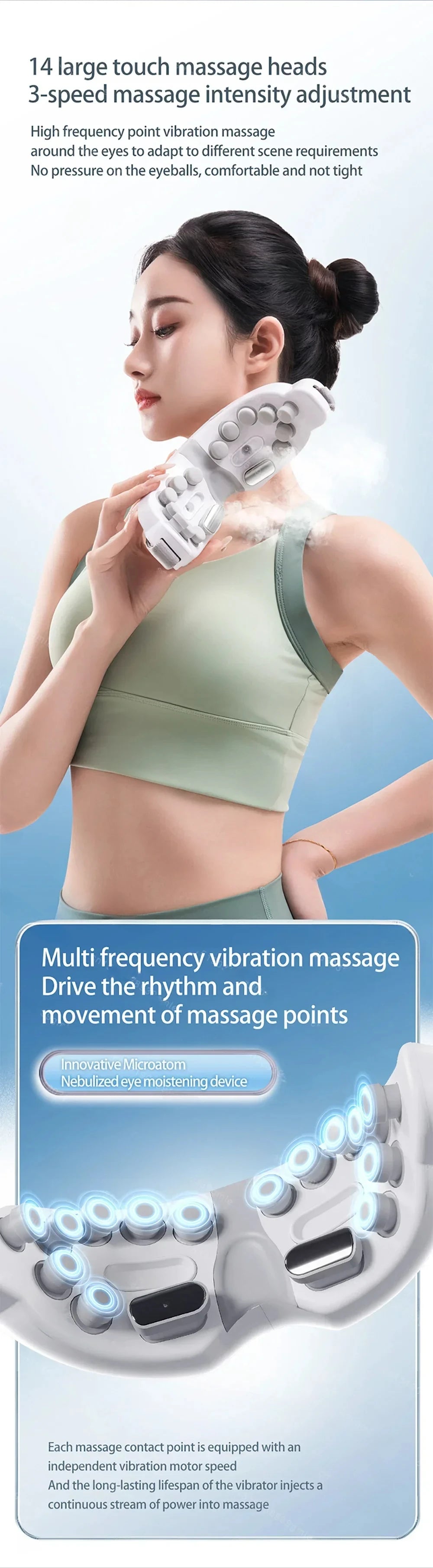 BXA Steam Eye Massager Warm Spa – Kneading Acupressure Massage Heat and Bluetooth Relaxation Aid