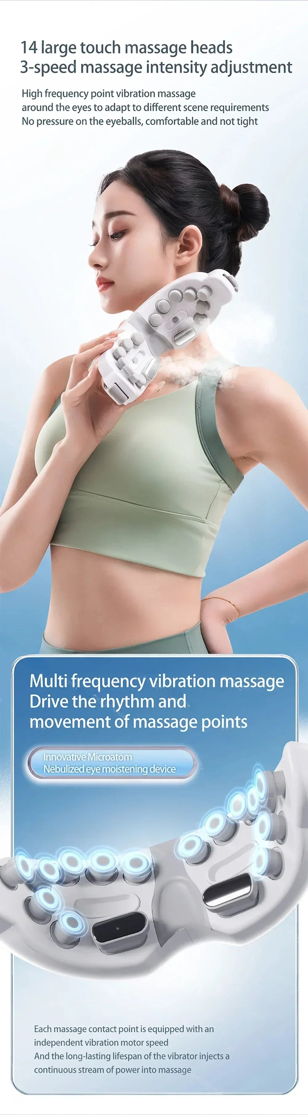BXA Steam Eye Massager Warm Spa – Kneading Acupressure Massage Heat and Bluetooth Relaxation Aid