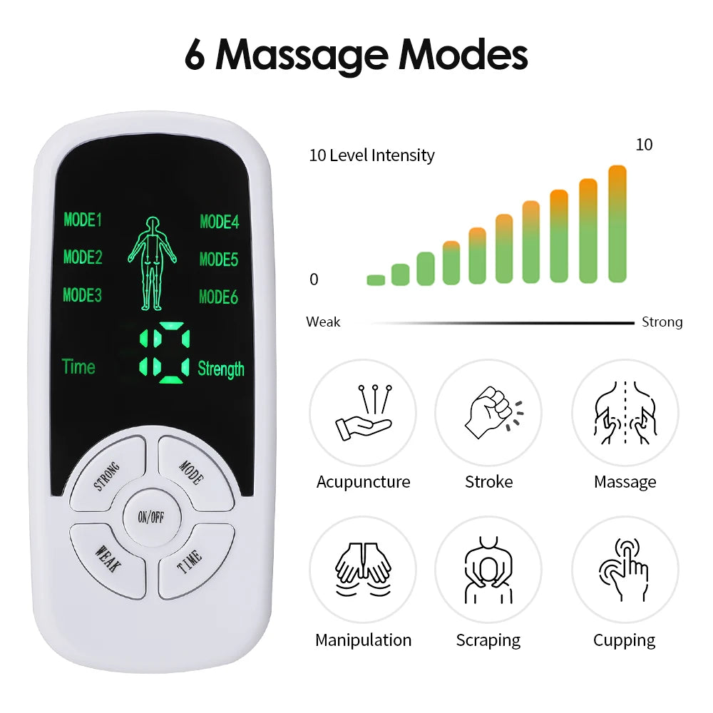 Hailicare TENS EMS Electric Muscle Stimulator – Digital Pulse Massager, 6 Modes, Back Neck Shoulder Relief