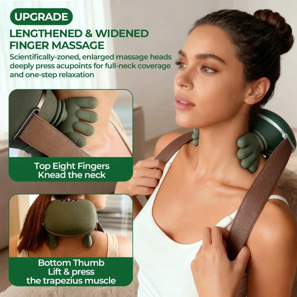 Selfika Wireless Finger-Simulated Neck and Shoulder Massager with Brushless Motor & Heat