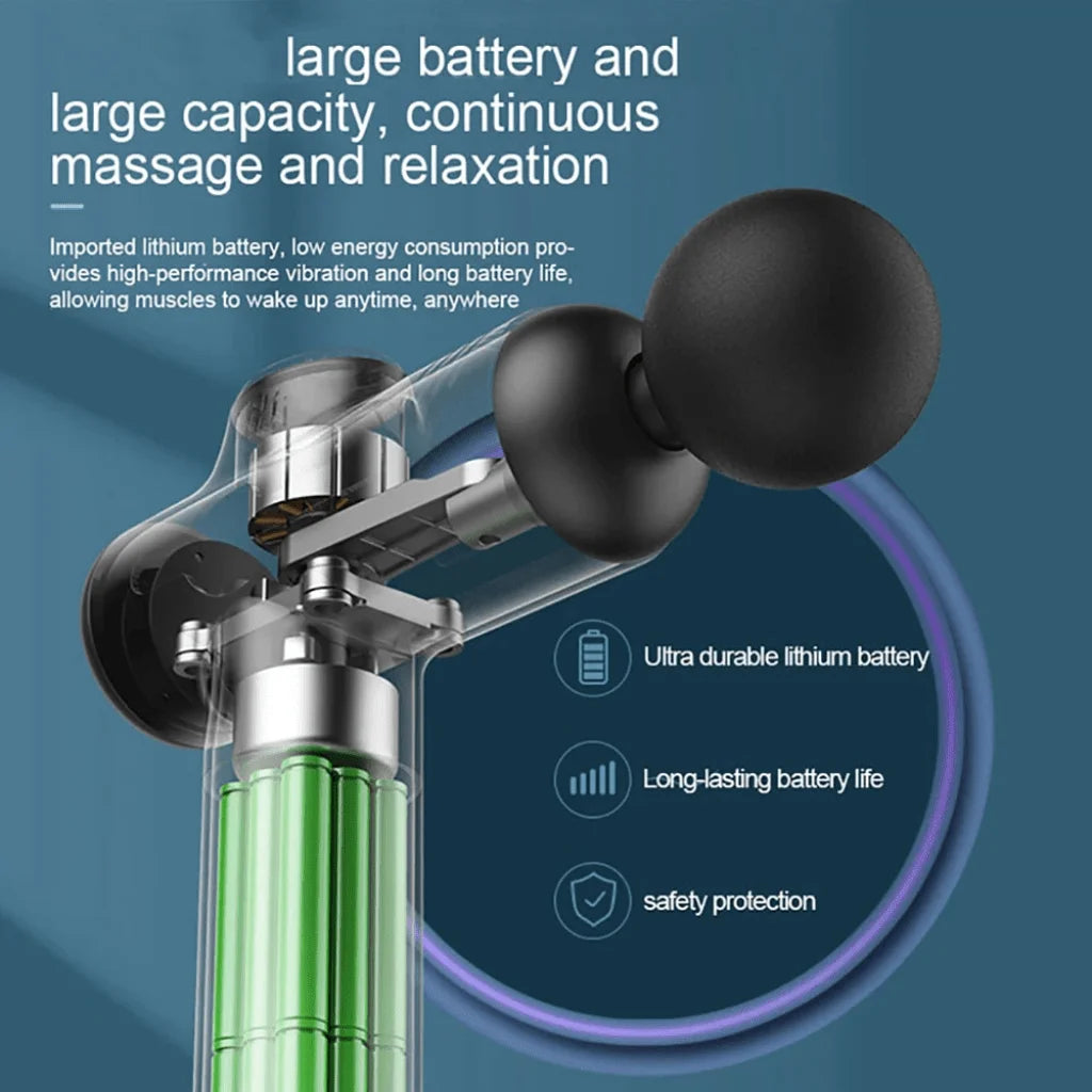 Selfika™ Portable LED Touch Screen Fascia Gun – Deep Tissue Percussion Massager with 4 Replaceable Heads for Muscle Recovery