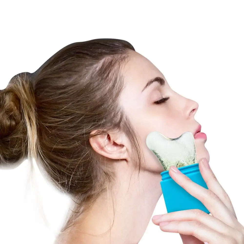 LEKGAVD Silicone Ice Face Roller & Gua Sha Mold – Cold Therapy, Face Lifting, Contouring Tool