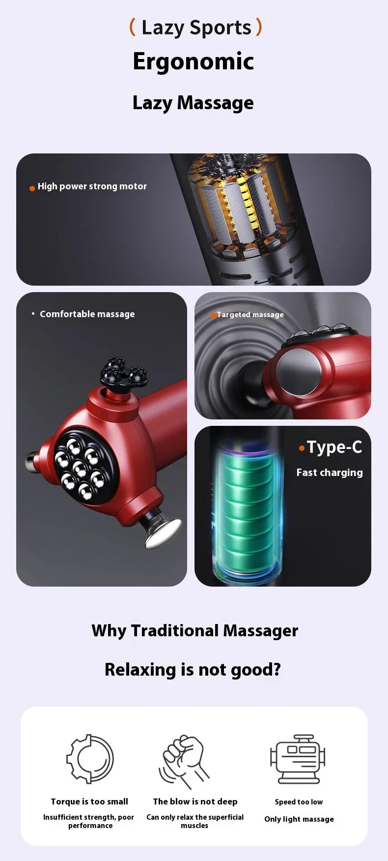 Selfika™ 3-Head Multifunctional Fascia Gun – Magnetic Bead Abdominal & Full Body Massager with 5-Speed Frequency Conversion
