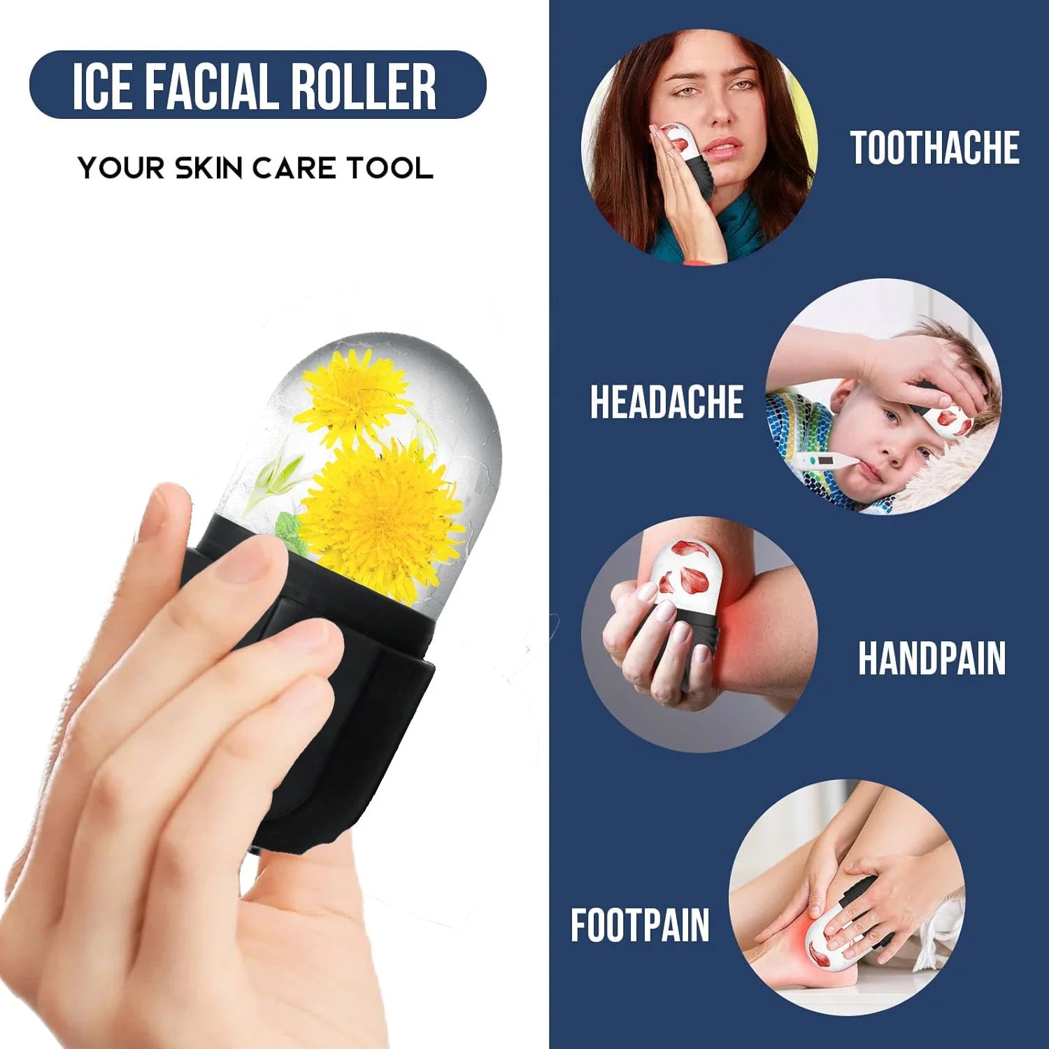 Generic Silicone Ice Roller for Face – Reusable Cube Tray, Facial Lifting & Contouring Massager