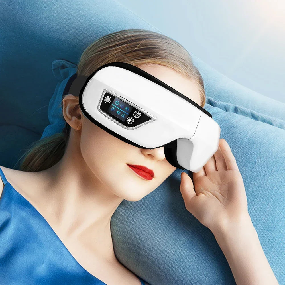 Raiuleko Smart Airbag Compression Eye Massager – Portable Vibration and Heat Relaxation Device with Bluetooth Music