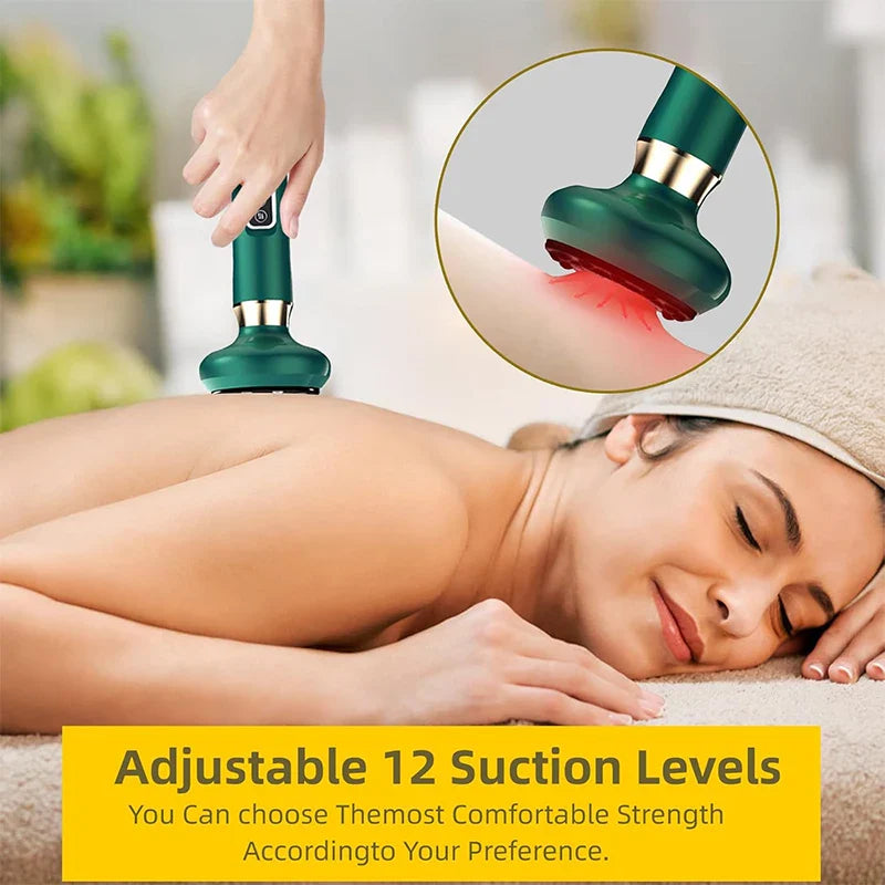 KEMOKO Electric Cupping & Gua Sha Massager – Vacuum Suction, Infrared Heat, 12-Level Adjustable