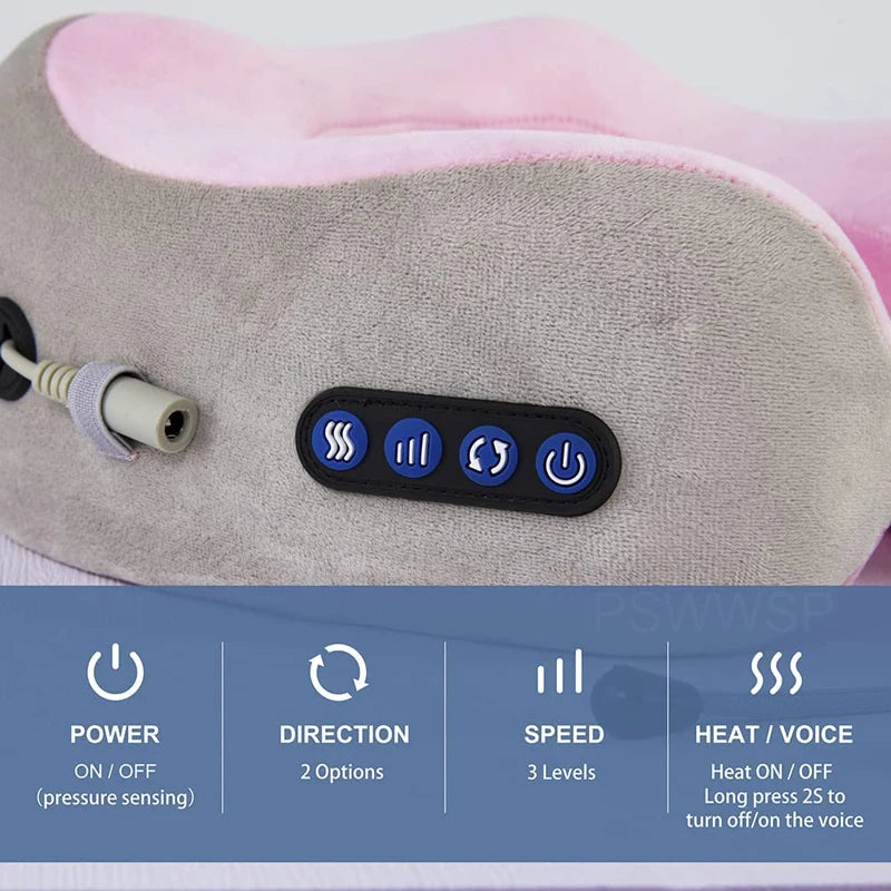 Selfika U-Shaped Memory Foam Electric Neck Massager with Deep-Tissue Kneading & Heat