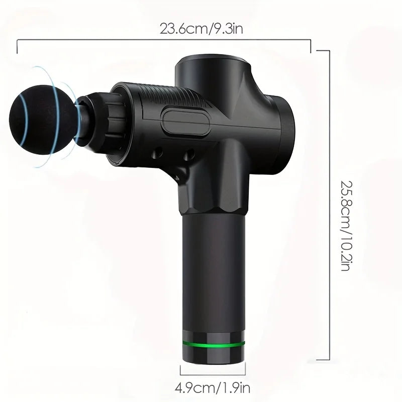 Selfika™ Portable LED Touch Screen Fascia Gun – Deep Tissue Percussion Massager with 4 Replaceable Heads for Muscle Recovery