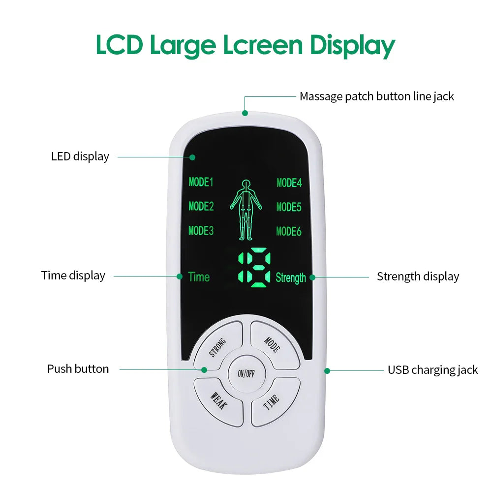 Hailicare TENS EMS Electric Muscle Stimulator – Digital Pulse Massager, 6 Modes, Back Neck Shoulder Relief