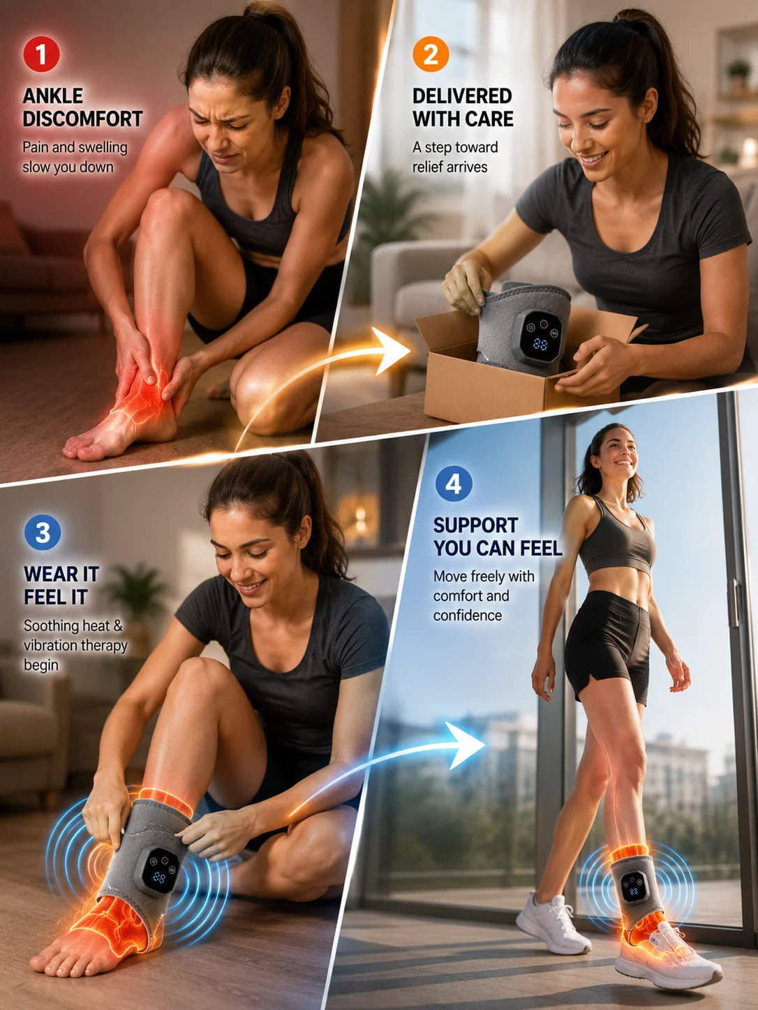 Selfika™ Portable Heated Ankle Massager Foot Brace Wrap