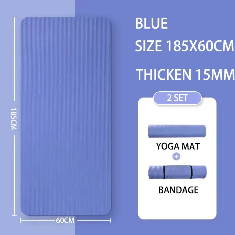 Selfika™ 15mm Extra-Thick Yoga Mat – High-Density Anti-Slip NBR Fitness Mat for Family Exercise, Yoga & Pilates