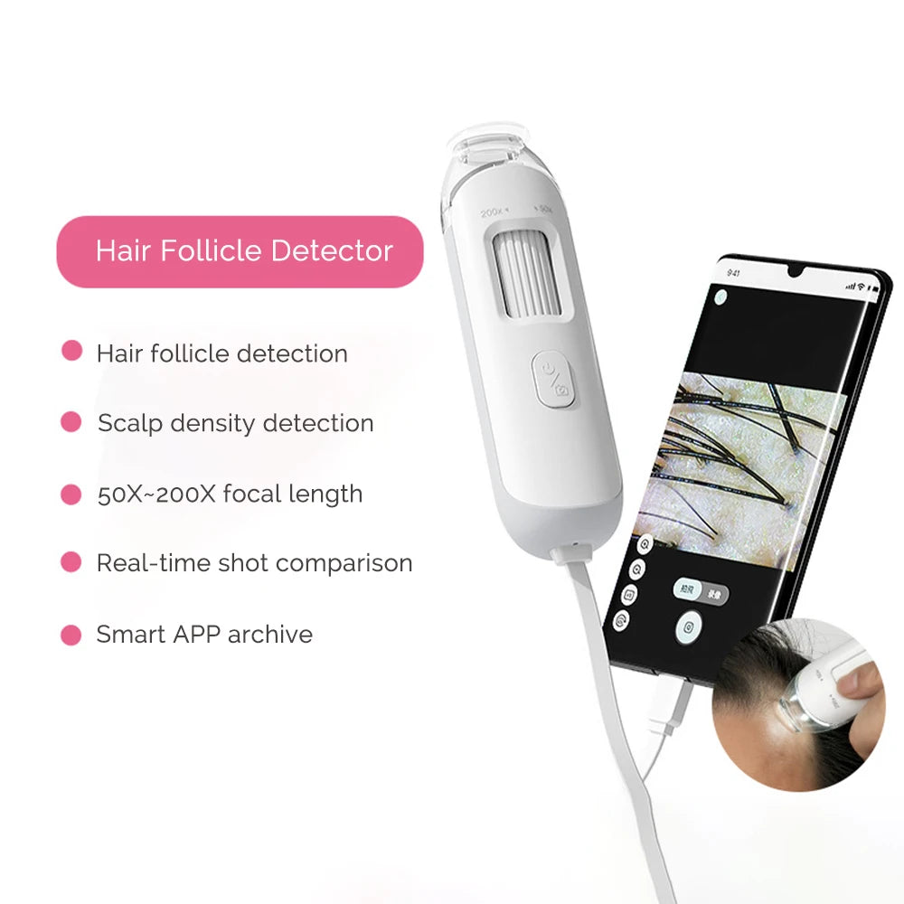 iebilif Hair Follicle Scalp Detector – 50X-200X Digital Analyzer, USB Powered for Home Use