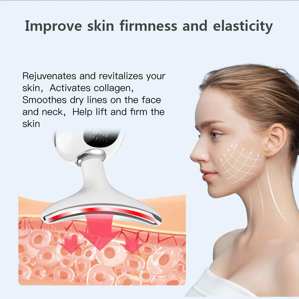 peicon EMS Microcurrent Neck & Face Lifting Massager – Red Light, Heat, Anti-Aging Appearance Device