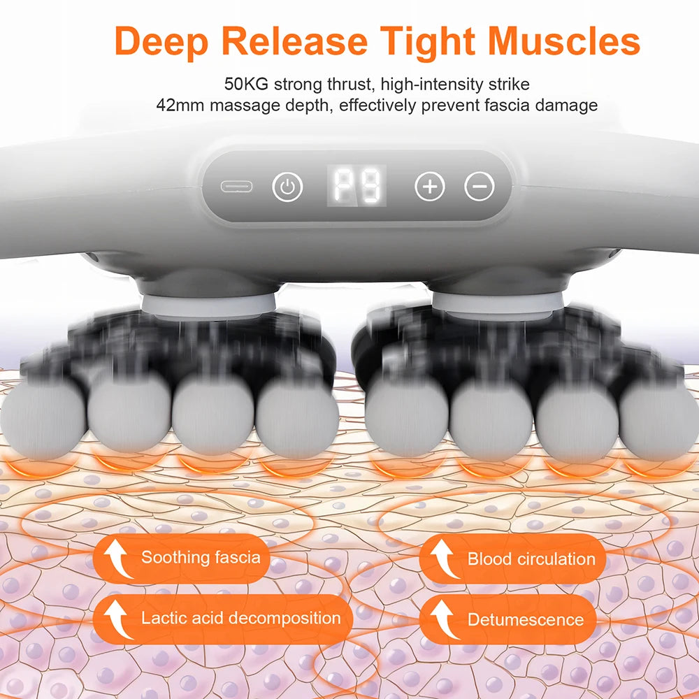 Selfika™ 42-Head Professional Fascia Gun – High-Frequency Deep Body Massager with Red Light Hot Compress & 50kg Thrust