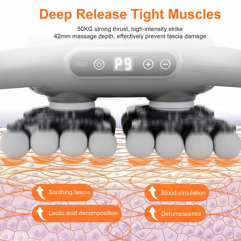Selfika™ 42-Head Professional Fascia Gun – High-Frequency Deep Body Massager with Red Light Hot Compress & 50kg Thrust