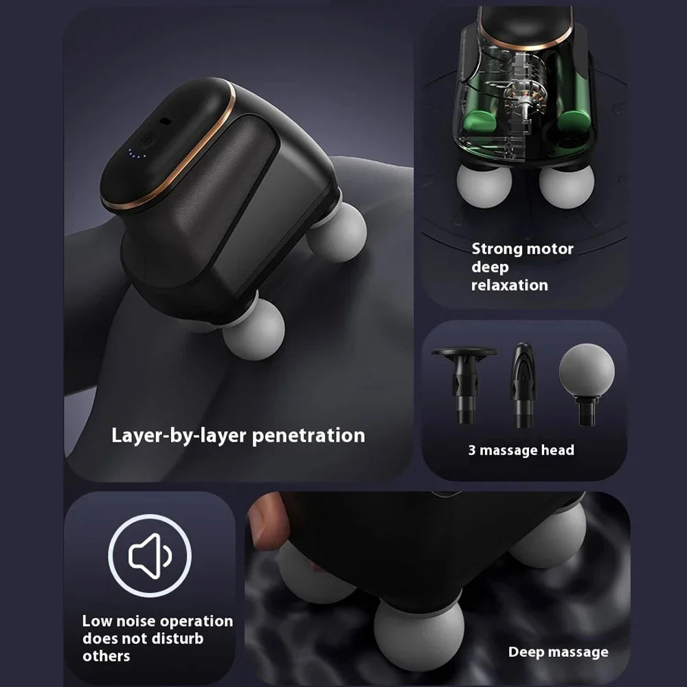 Portable Percussion Massager Gun – Four-Head Deep Tissue Fascia Relaxation Tool