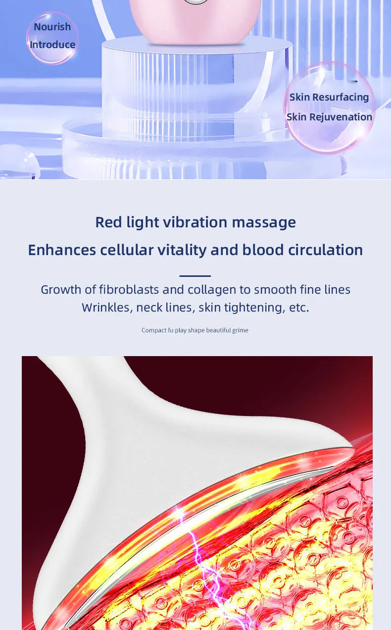 miqmi EMS Microcurrent LED Neck & Face Beauty Instrument – Anti-Wrinkle Appearance, Rechargeable Massager