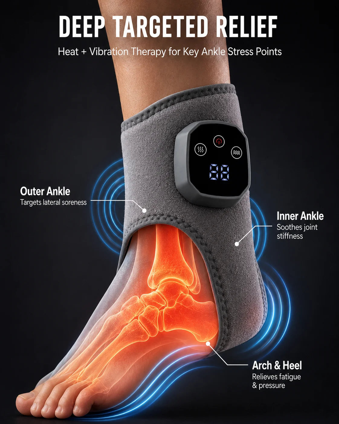 Selfika™ Portable Heated Ankle Massager Foot Brace Wrap
