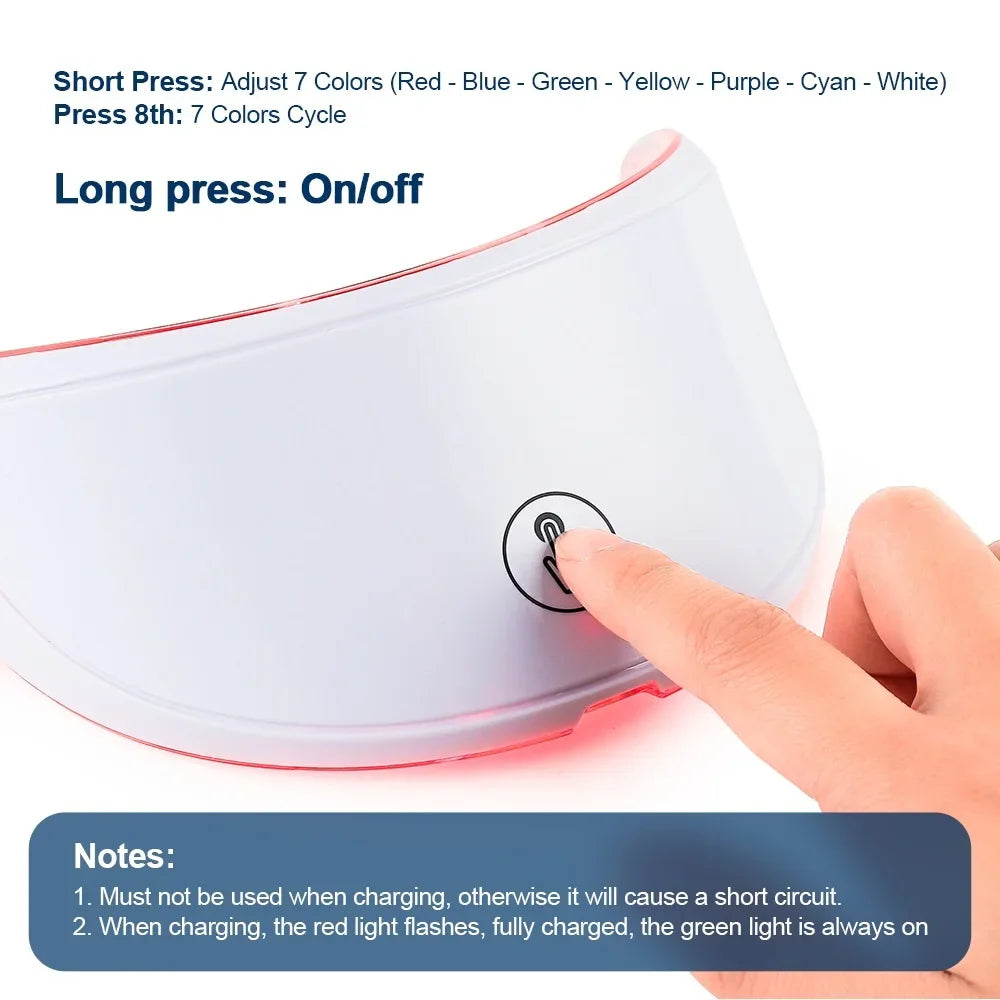 foreverlily 7-Color LED Light Therapy Mask – Facial & Neck Skin Care Massager (Electric)
