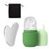 SUOJI 3-Piece Facial Massage Tool Set – Stainless Steel Gua Sha, Ice Roller, & Flannel Bag