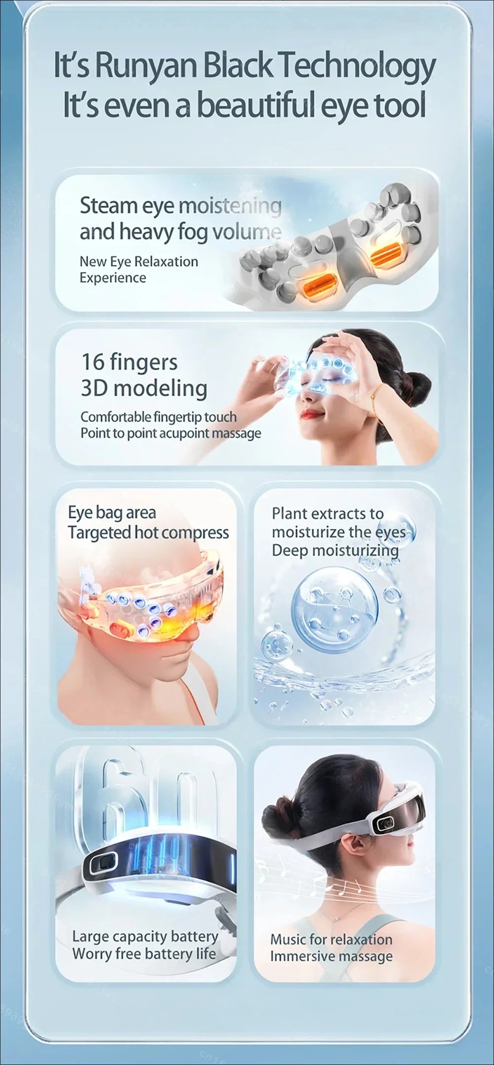 BXA Steam Eye Massager Warm Spa – Kneading Acupressure Massage Heat and Bluetooth Relaxation Aid