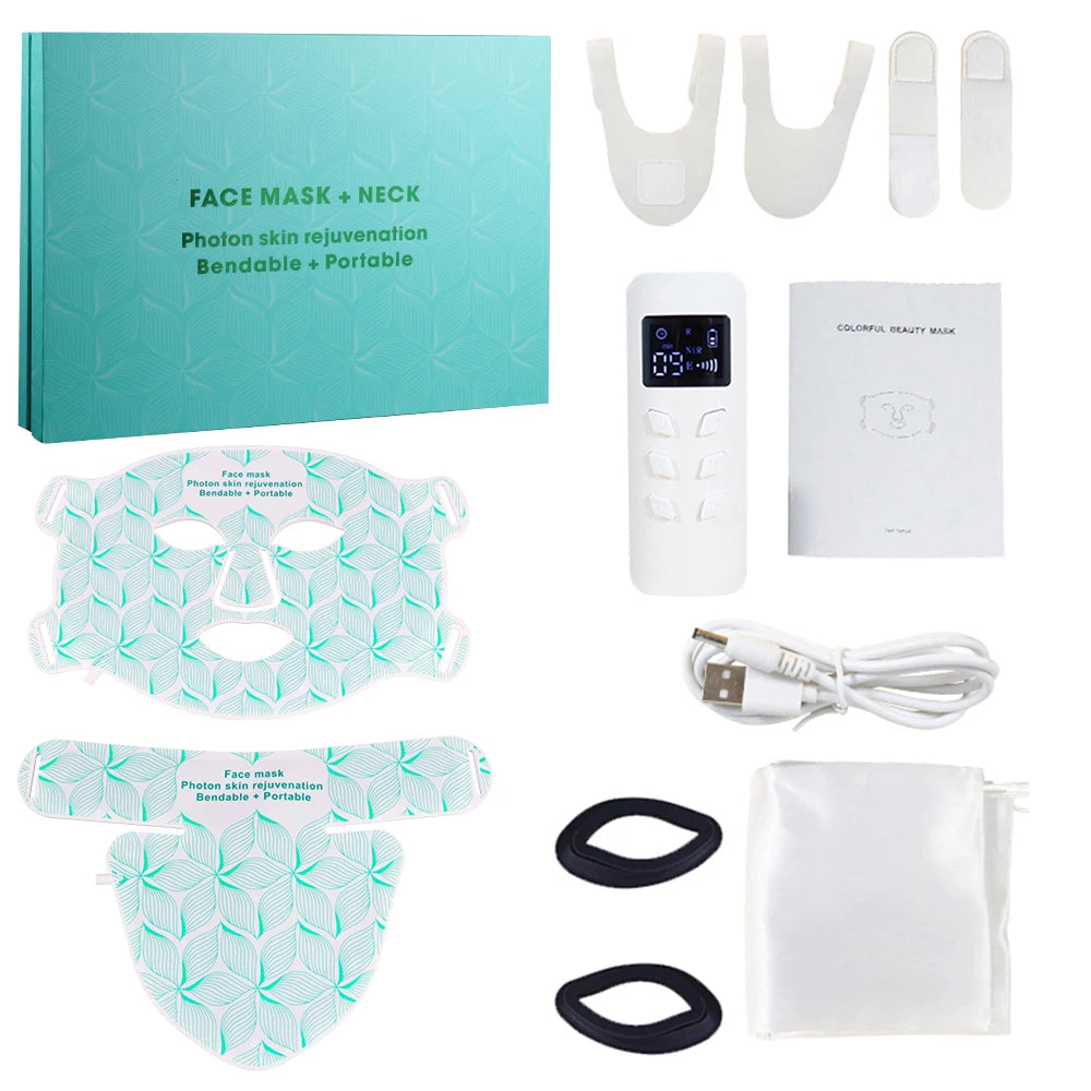 UBilli 8-Color + IR Silicone LED Face & Neck Mask – Light Therapy, Anti-Aging Appearance, Acne Control