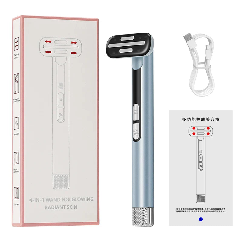 7 Colors LED Facial Wand with EMS Microcurrent and Thermal Therapy for Skin Care