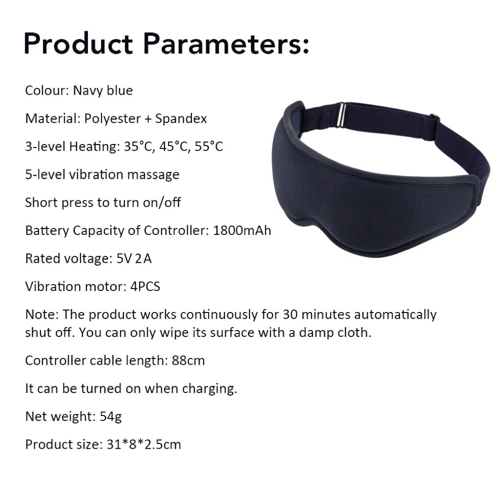 Hailicare 3D Electric Steam Eye Mask – 3-Level Heat, 5-Level Vibration Massage, Fatigue Relief