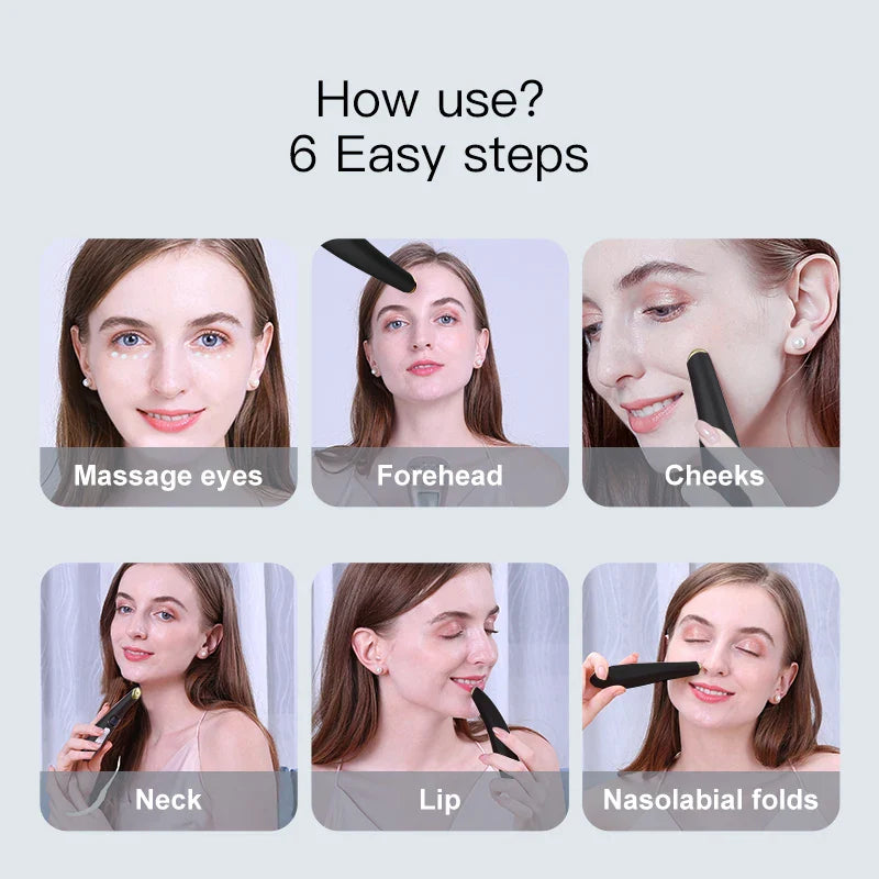 VIMYSHOW 3-in-1 Eye & Face Lift Wand – Red Light, Heat Therapy, ION, USB Rechargeable Massager