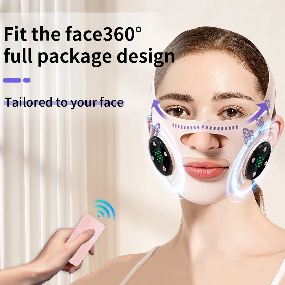 BINZIM EMS Facial Slimming Strap & Lifting Mask – Reduce Double Chin Appearance, USB Rechargeable