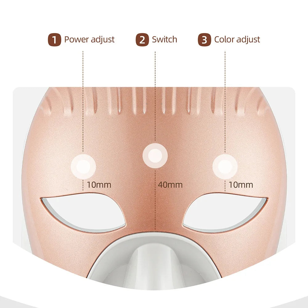 iebilif Rechargeable 7-Color LED Photon Face & Neck Mask – Skin Rejuvenation, Facial Beauty SPA
