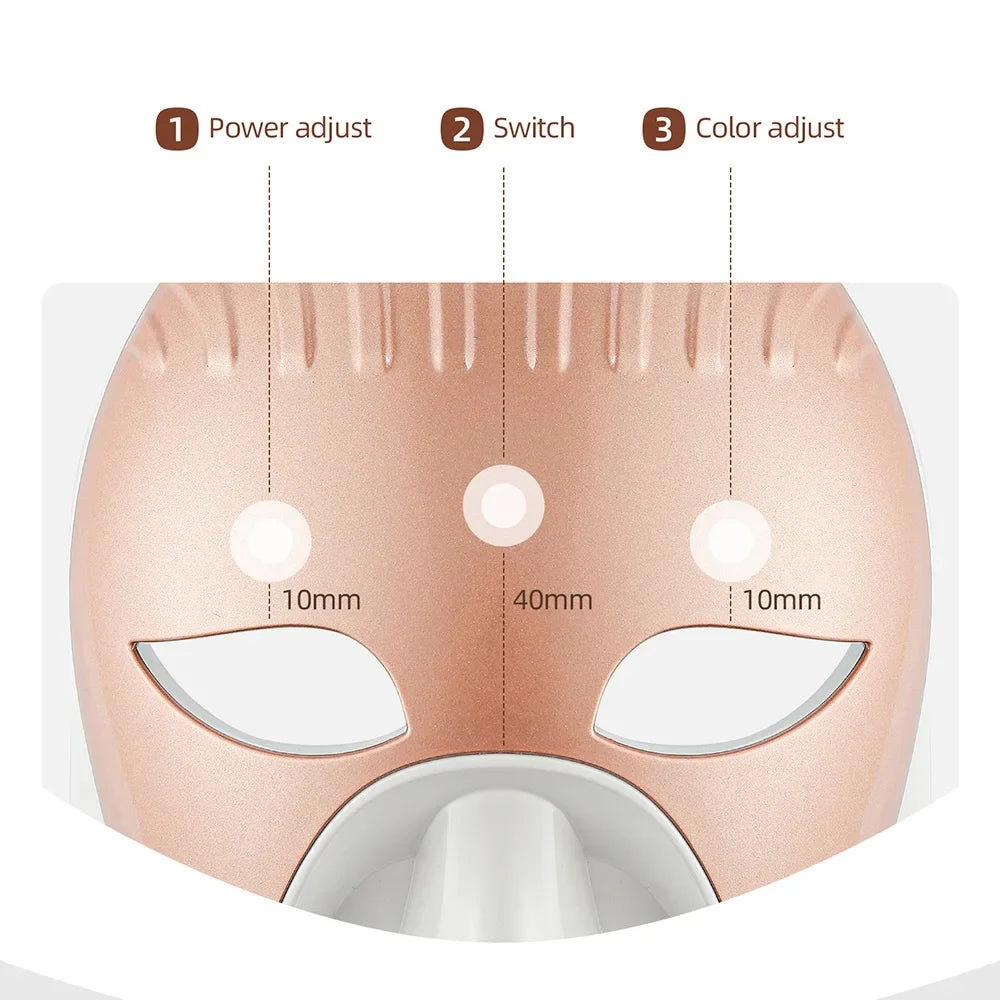 iebilif Rechargeable 7-Color LED Photon Face & Neck Mask – Skin Rejuvenation, Facial Beauty SPA