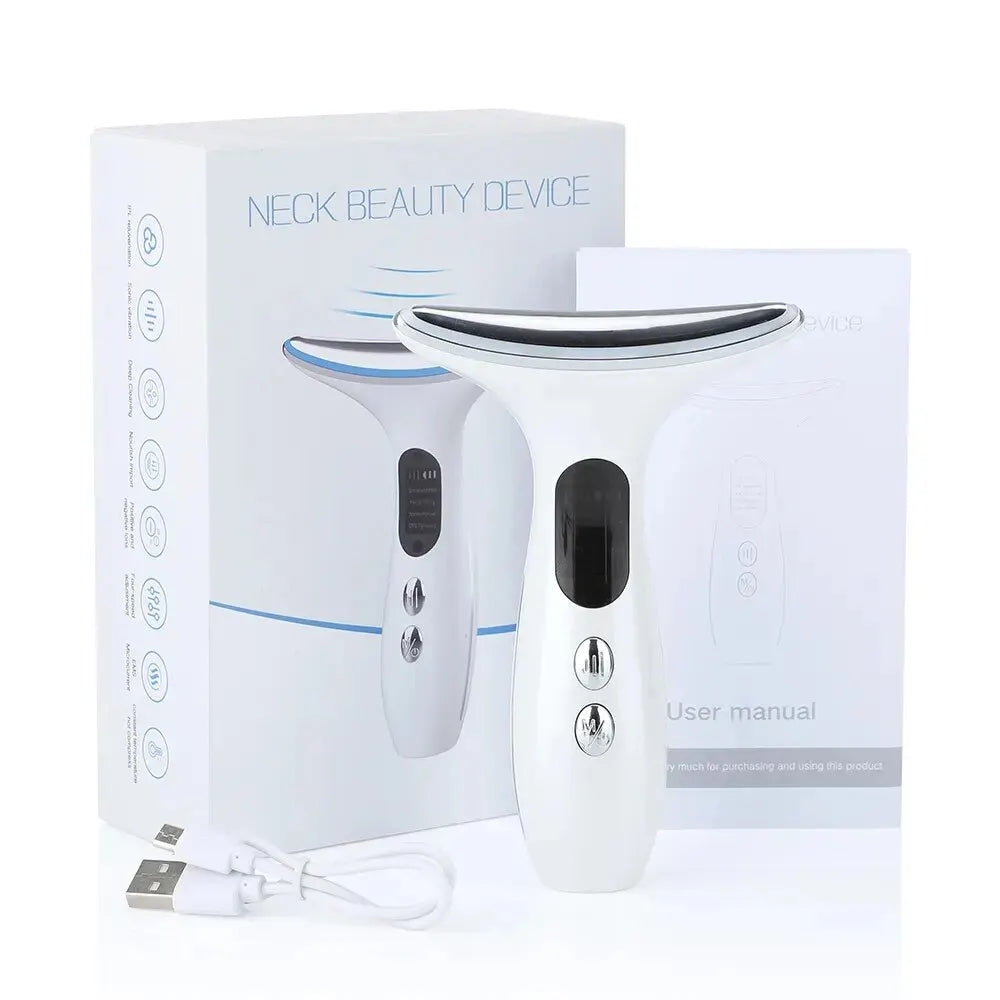 miqmi EMS Microcurrent Neck & Chin Lifting Device – LED Light, Vibration, Anti-Wrinkle Appearance