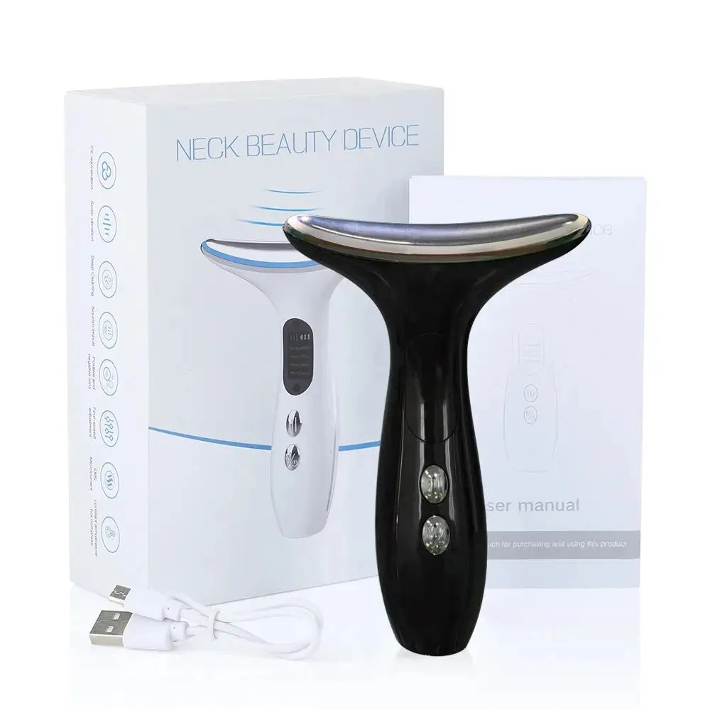 miqmi EMS Microcurrent Neck & Chin Lifting Device – LED Light, Vibration, Anti-Wrinkle Appearance