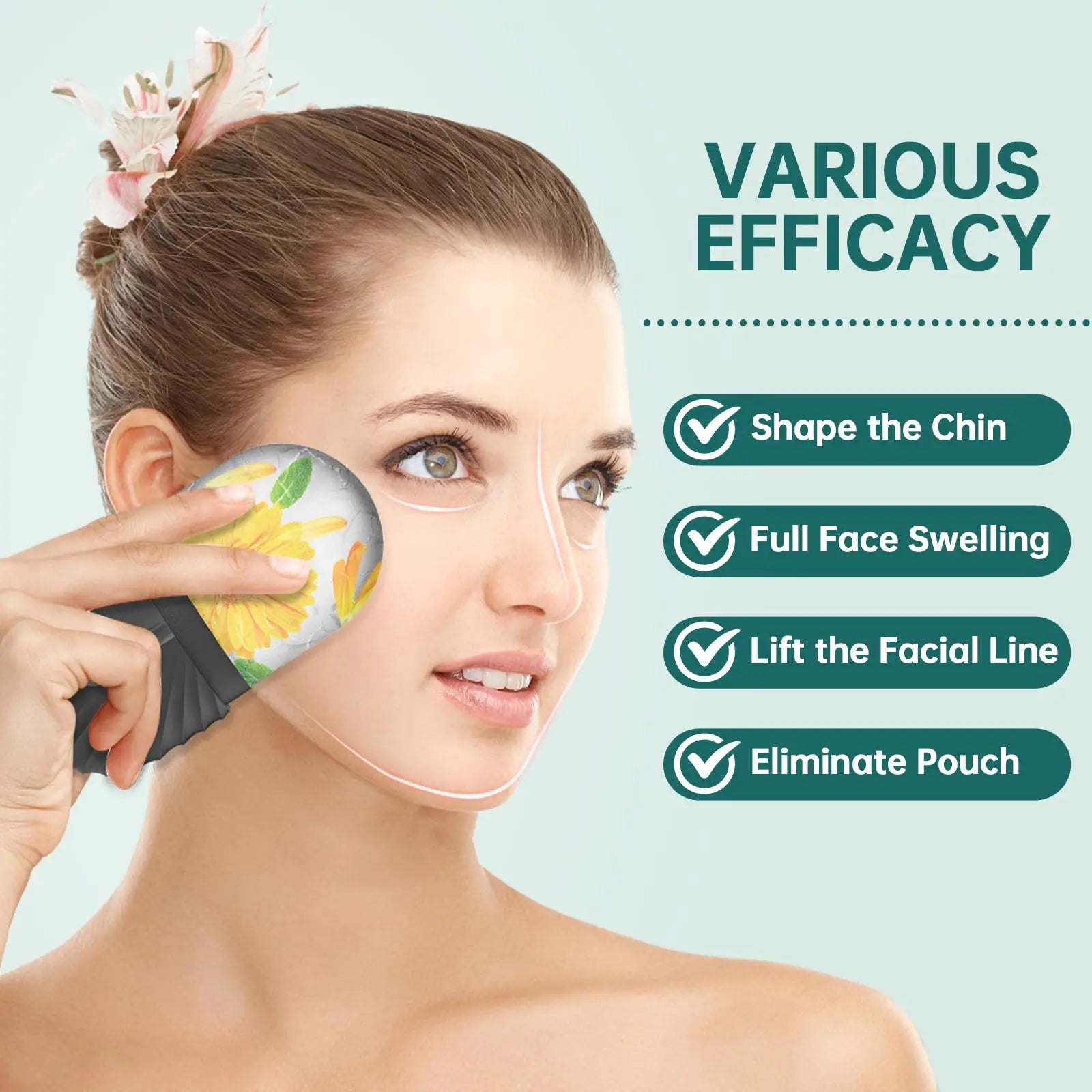 Generic Silicone Ice Roller & Gua Sha Facial Tool Set – Lifting, Contouring, Eye Puffiness Relief (1/2/3pc)