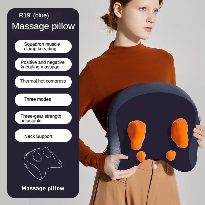 Wireless Electric Massage Pillow with Shiatsu Kneading and Heat for Neck and Waist