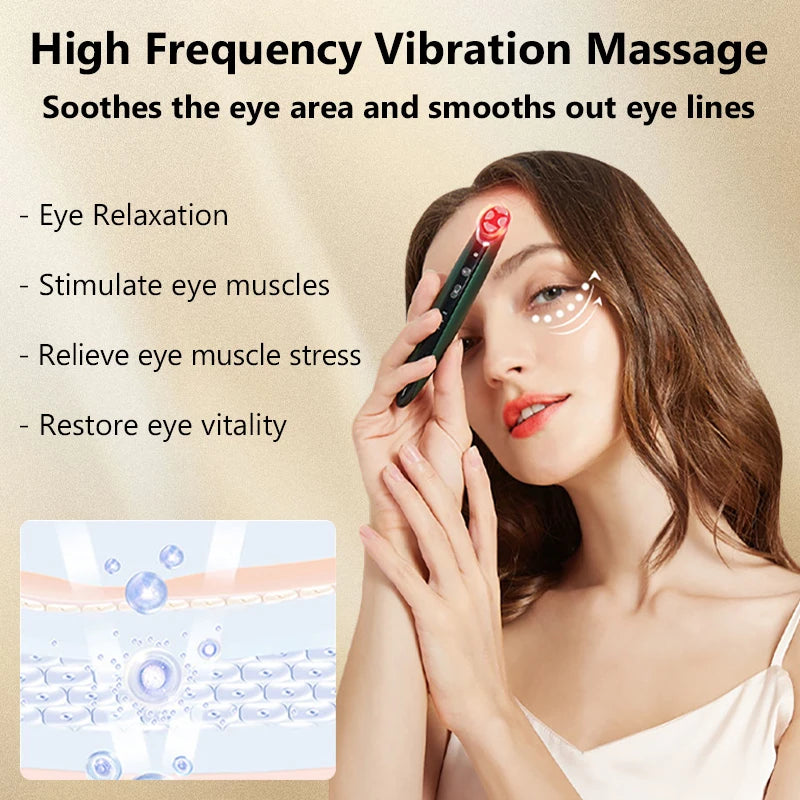 KEMOKO Red Light Facial & Eye Massager Wand – EMS, Heat, Vibration, USB Rechargeable Beauty Tool