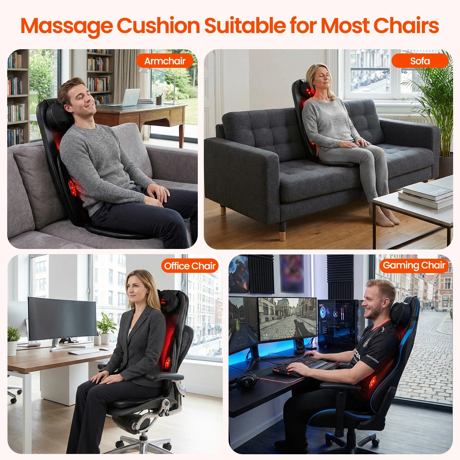 Selfika™ Full Back Massager Cushion with Heat