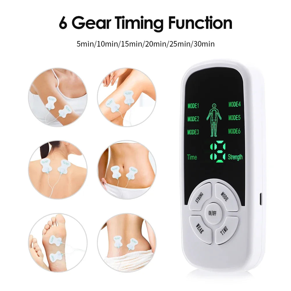 Hailicare TENS EMS Electric Muscle Stimulator – Digital Pulse Massager, 6 Modes, Back Neck Shoulder Relief