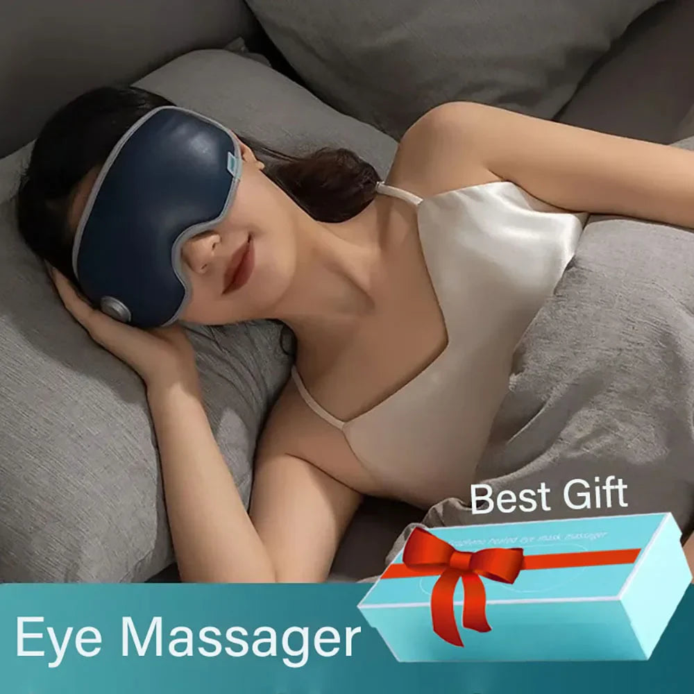 CAMMUO Electric Heated Eye Massager with 7 Massage Modes and Hot Compress for Relaxation