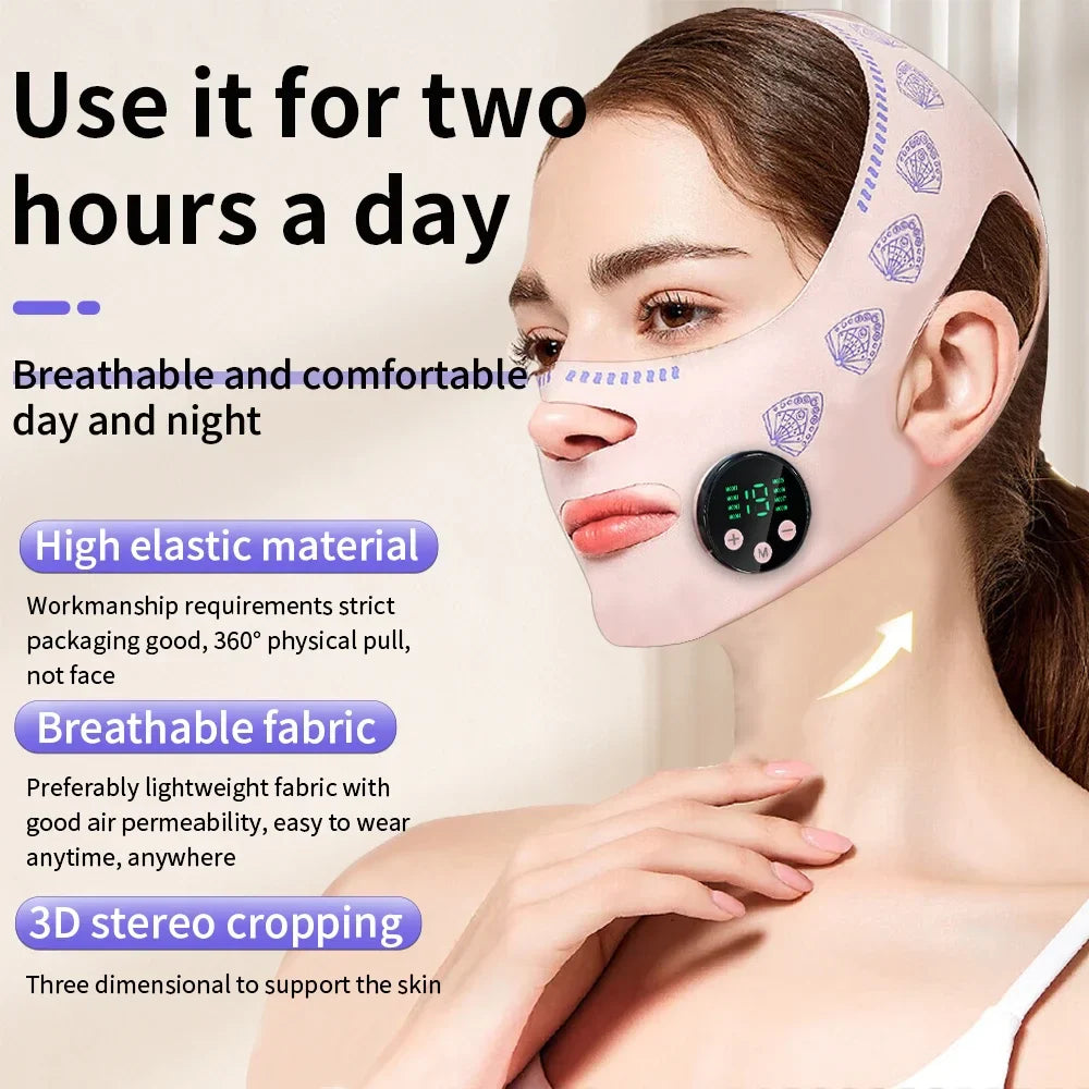 BINZIM EMS Facial Slimming Strap & Lifting Mask – Reduce Double Chin Appearance, USB Rechargeable