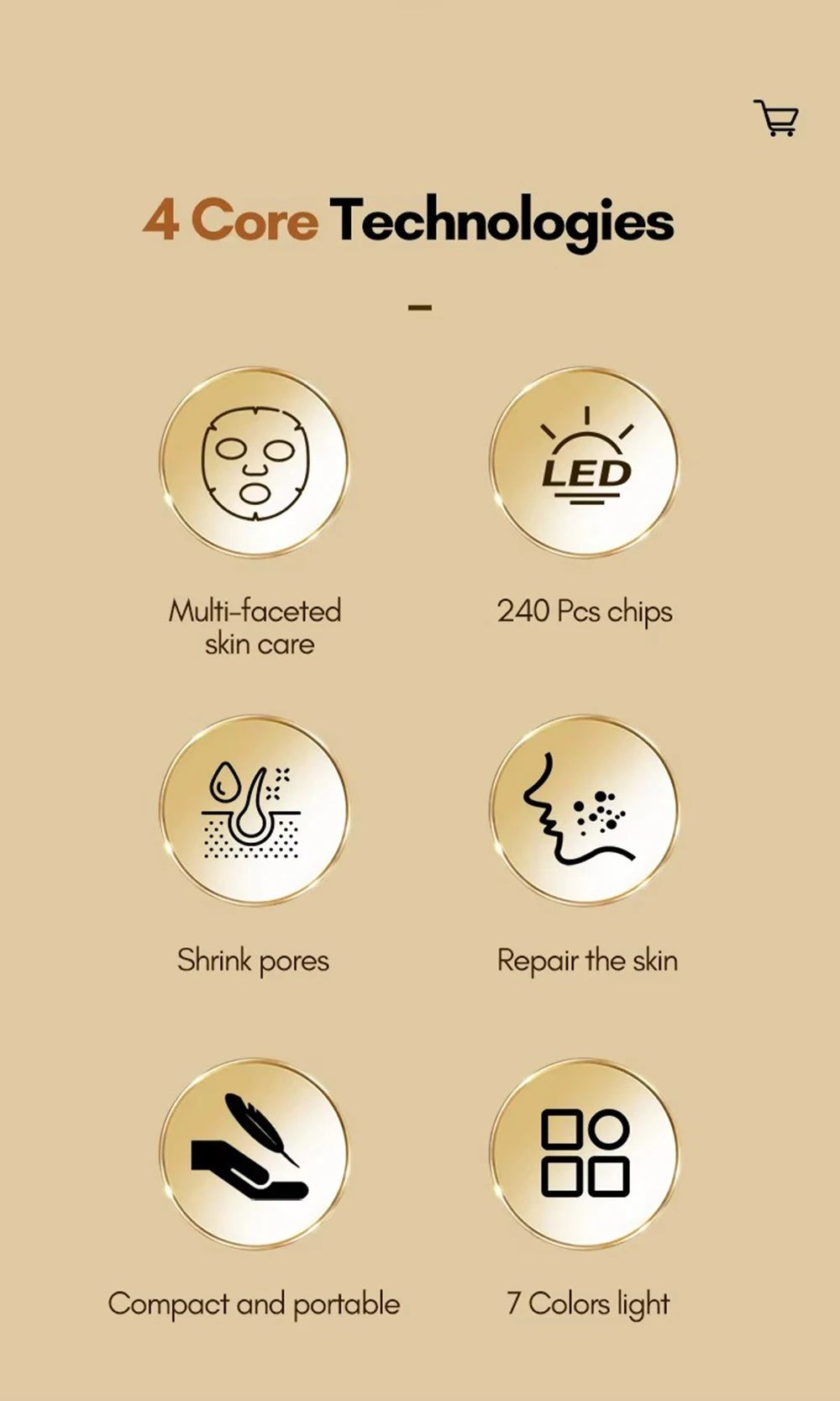 vilnason Silicone 7-Color LED Face Mask – Wireless, Red Light Therapy, Anti-Aging Appearance