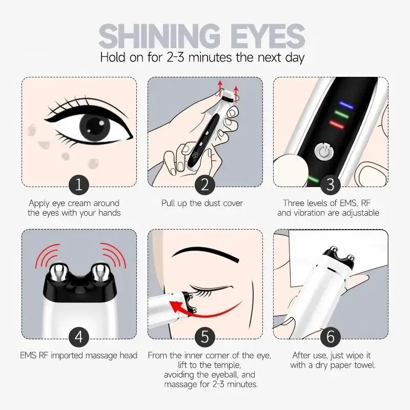 WEILIXUN EMS Microcurrent and Vibration Eye Massager – Skin Tightening Appearance and Eyebrow Lift Beauty Tool