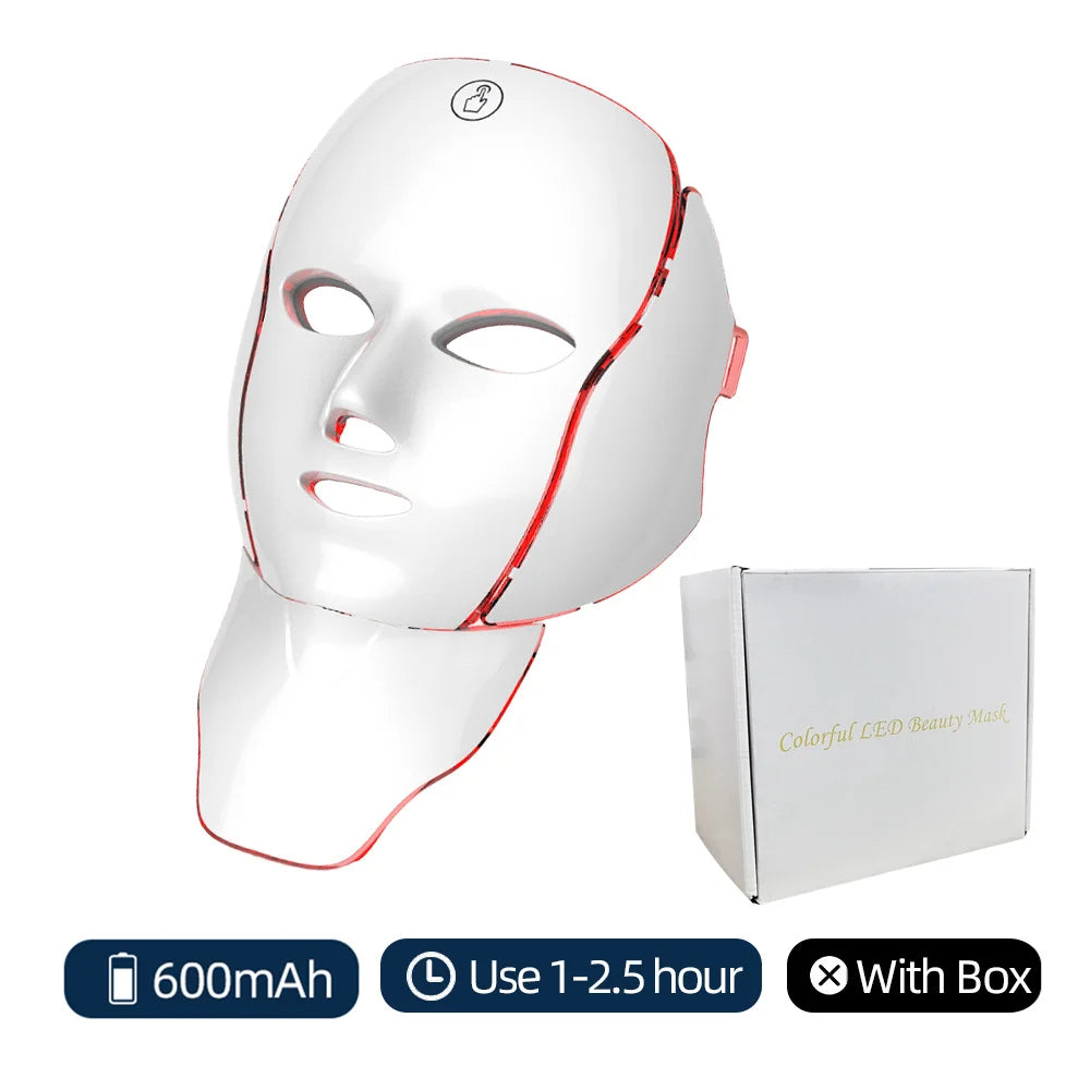 foreverlily 7-Color LED Face & Neck Light Therapy Mask – Wireless, Anti-Aging Appearance, Skin Tightening