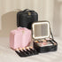 Selfika™ Portable Makeup Train Case – White Waterproof Travel Organizer with 3-Color LED Mirror and Adjustable Dividers