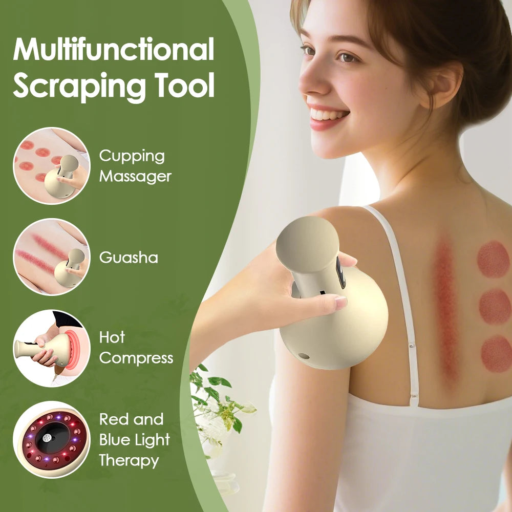 Hailicare Intelligent Cupping & Gua Sha Instrument – 9-Level Heat, Vacuum Suction, LED Light Therapy