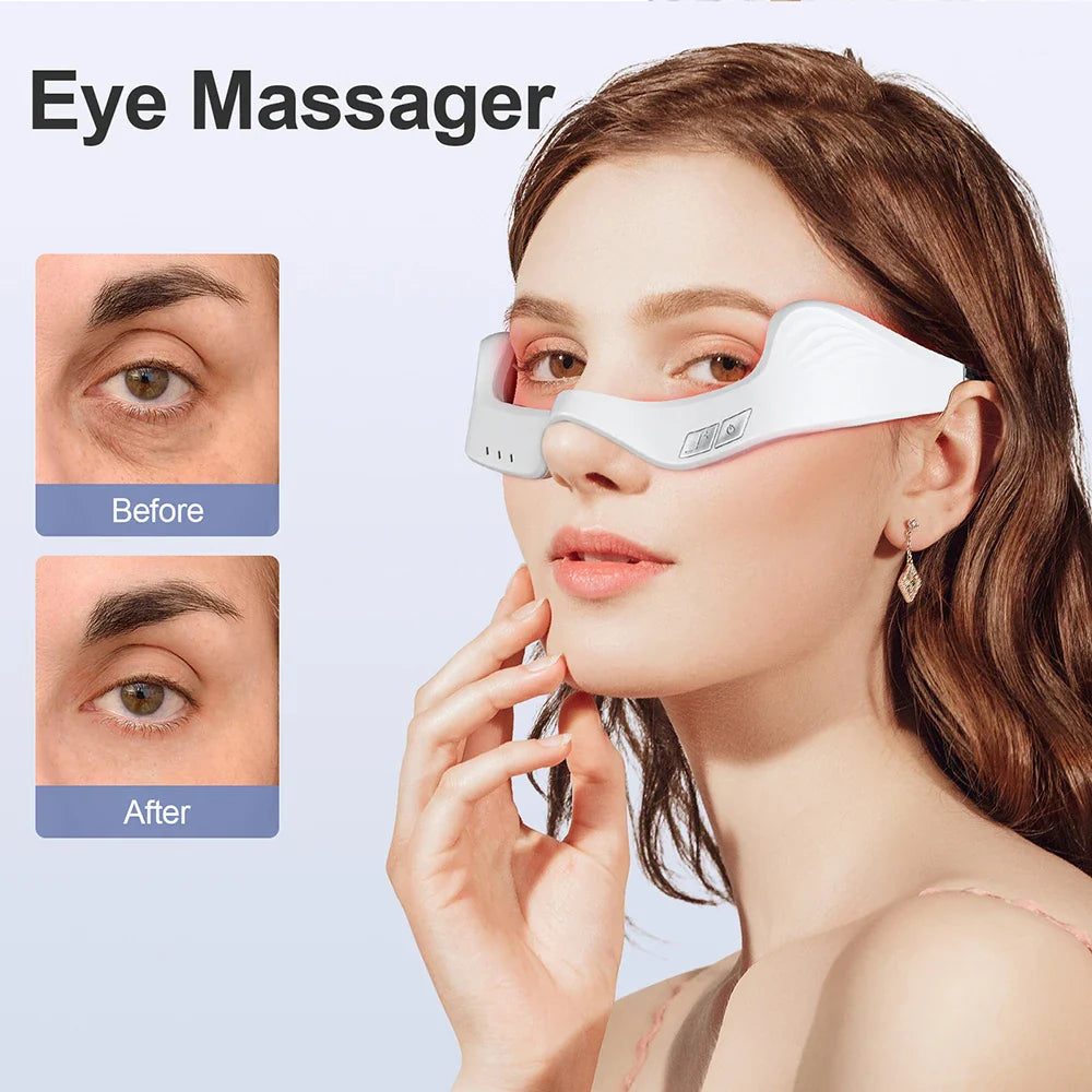 foreverlily Electric Eye Massager Glasses – EMS Microcurrent, Red Light, Warmth, Fatigue Relief
