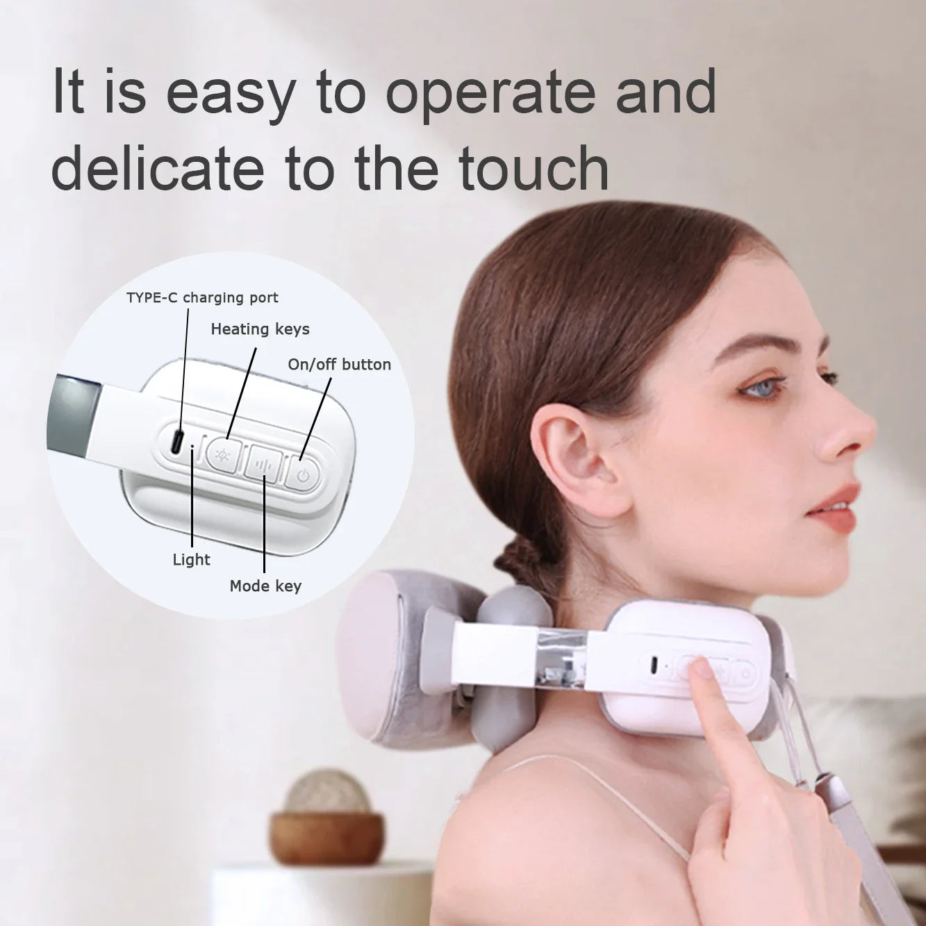 Simulated Finger Massage Neck Shawl with Constant Temperature Heating and Stereo Kneading